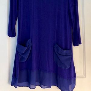 Long chiffon trim knit top